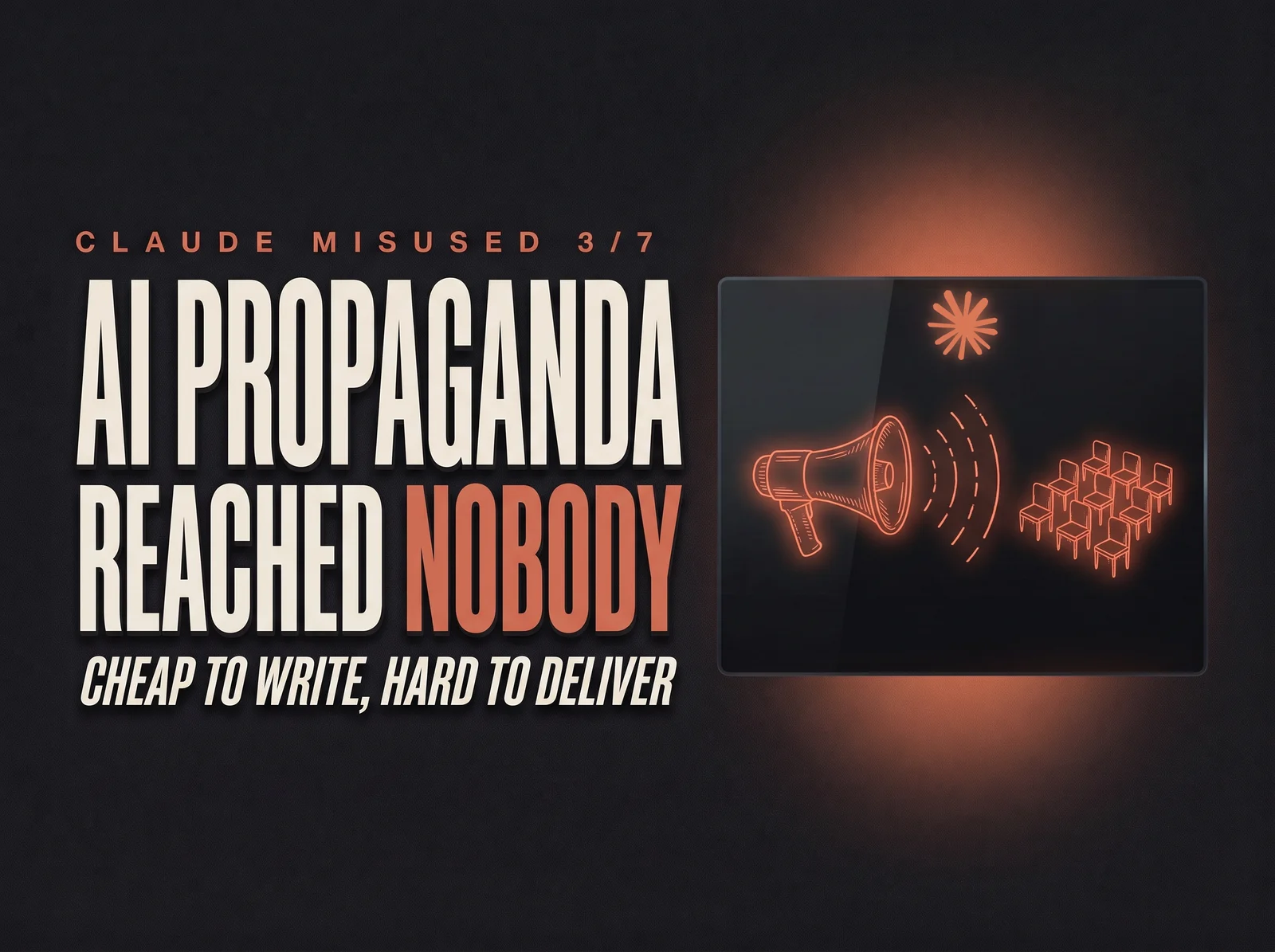 Cover for Claude misused (3/7) : Cheap AI propaganda mostly reached nobody