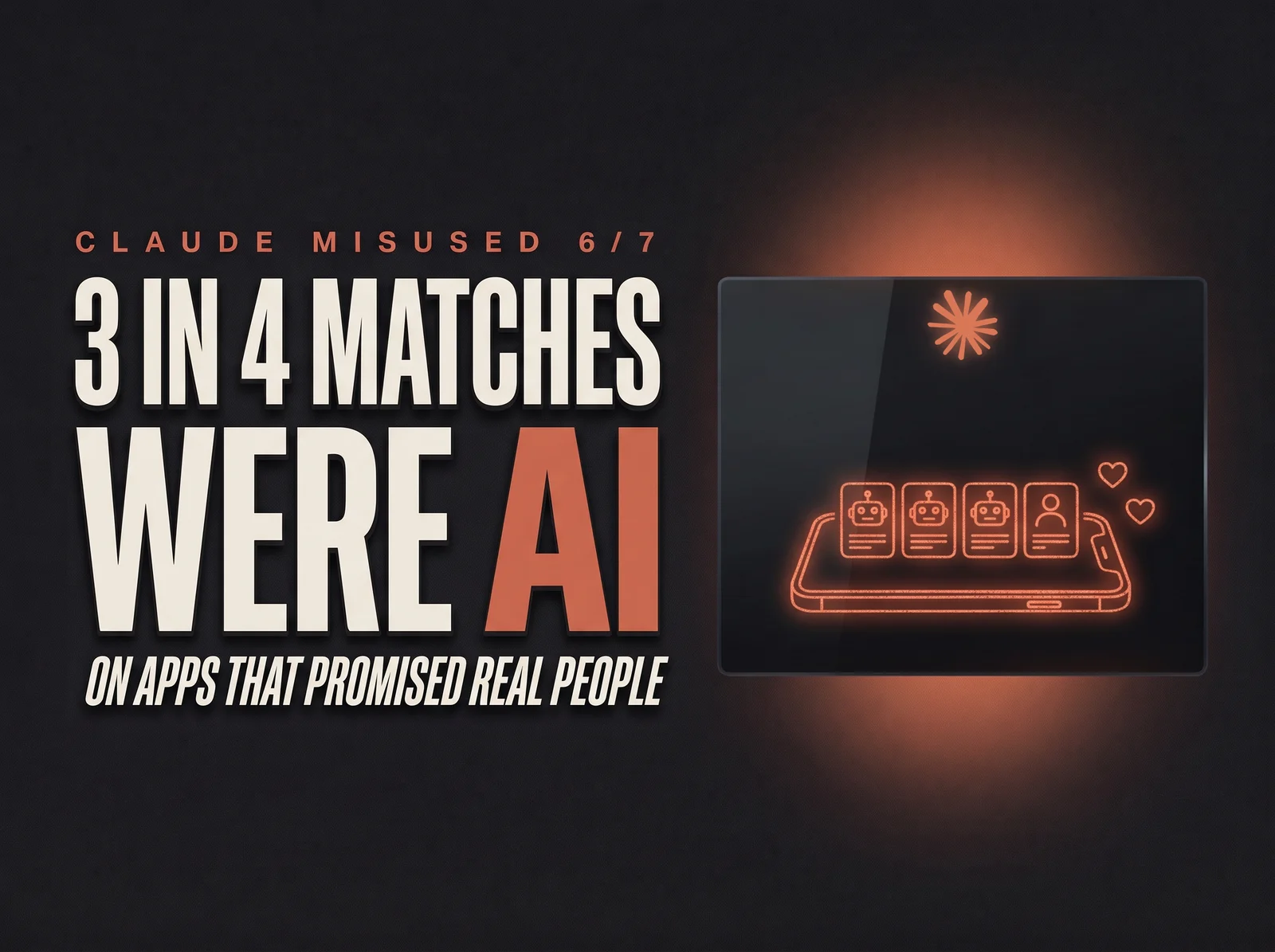 Cover for Claude misused (6/7) : Three in four matches on these dating apps were AI